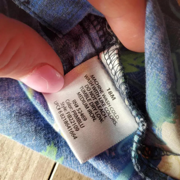 Faded Glory Boys Button Down Hawaiian Shirt Blue Tropical Size 18m NWOT - Picture 5 of 11